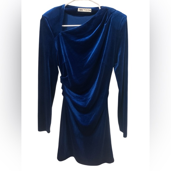 Zara Dresses & Skirts - Zara Elegant Blue Velvet Dress